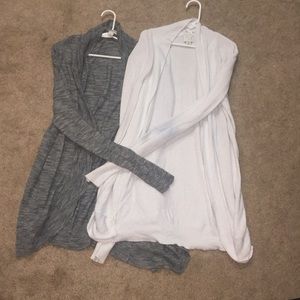 Grey and white cardigans